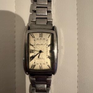 Eddie Bauer Silver Rectangular Watch with Roman Numerals
